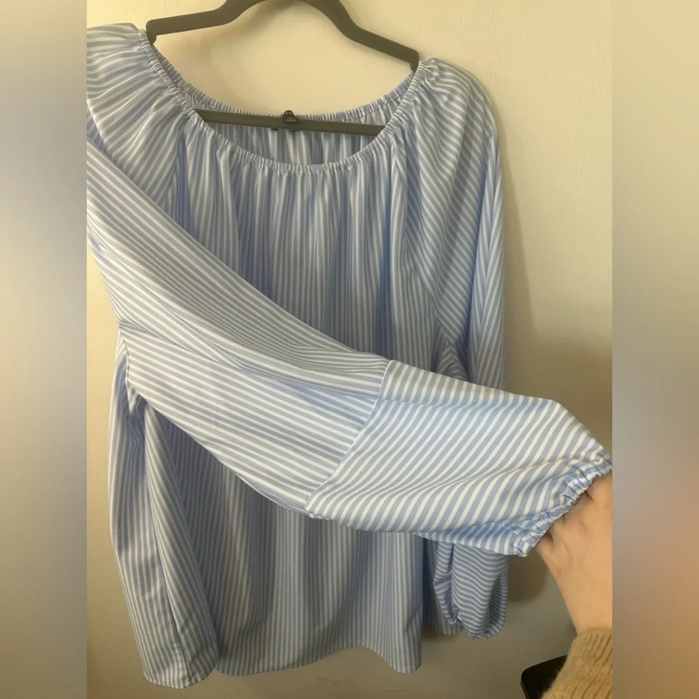 (Sold) Alfani | Blue Striped Blouse - Picture 3 of 7